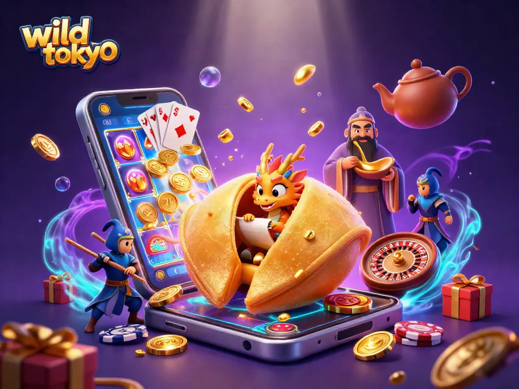 Experience wild tokyo's vibrant casino action with a captivating 3D illustration showcasing unique characters.